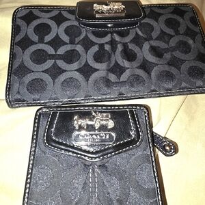 Coach Black Signature Wallet and Card Holder
